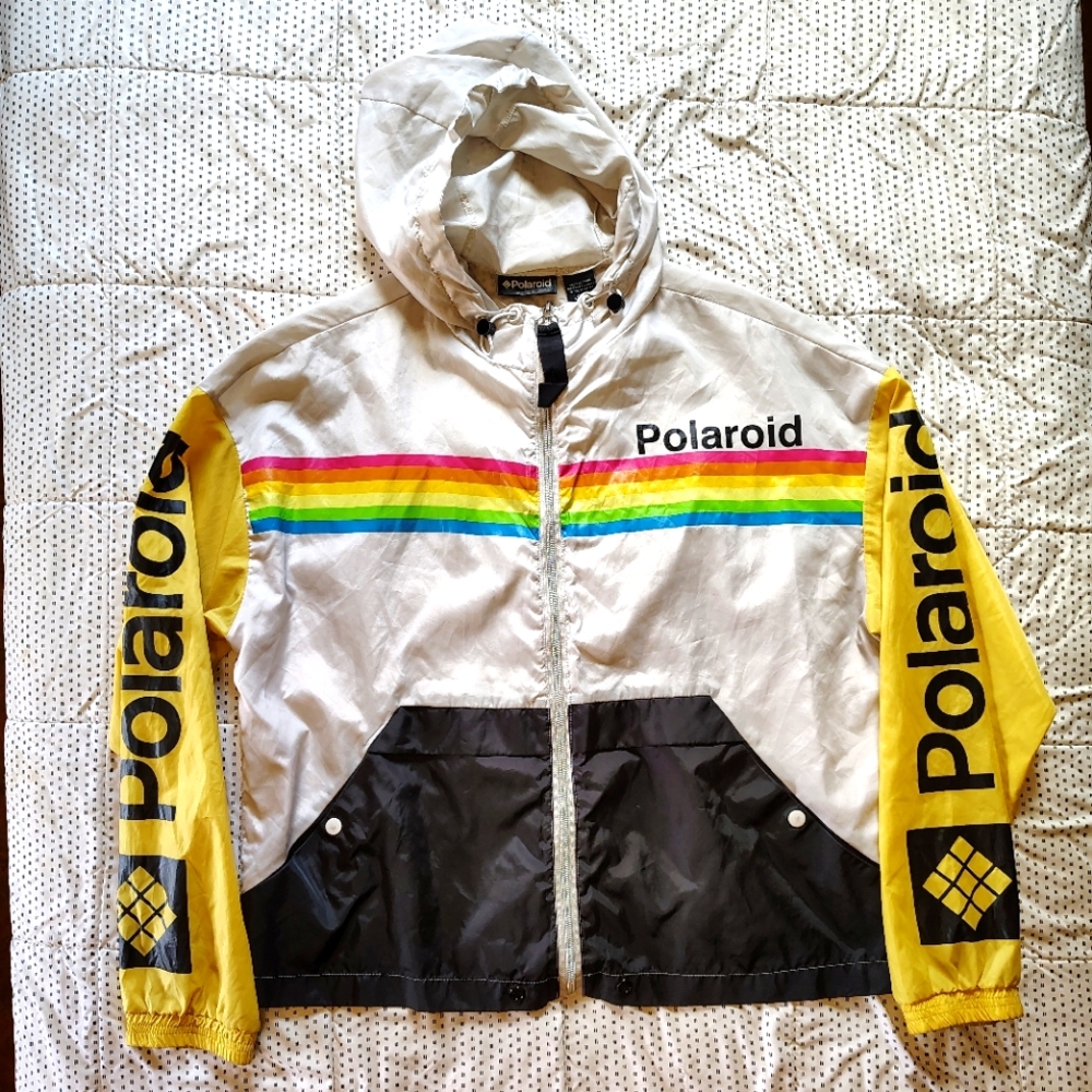 Polaroid AOP Colorblock Windbreaker - Unisex Large - Cyberpunk Cropped